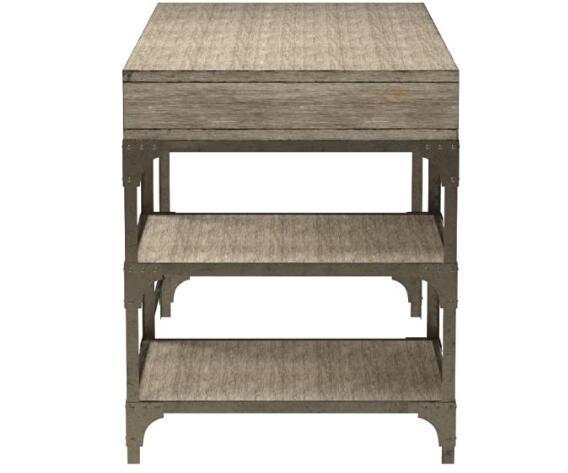 Leoglint ACME Gorden Office Desk in Weathered Oak & Antique Silver 92325