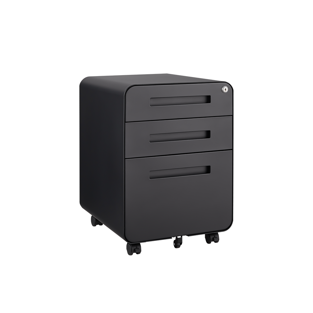 Leoglint 3 Drawer Mobile File Cabinet Under Desk Office,Simple Style Versatile Storage Cabinet for Legal/Letter/A4 Files, 5 Wheel Design Anti-Tilting Cold Rolled Steel Waterproof Moisture-Proof Black