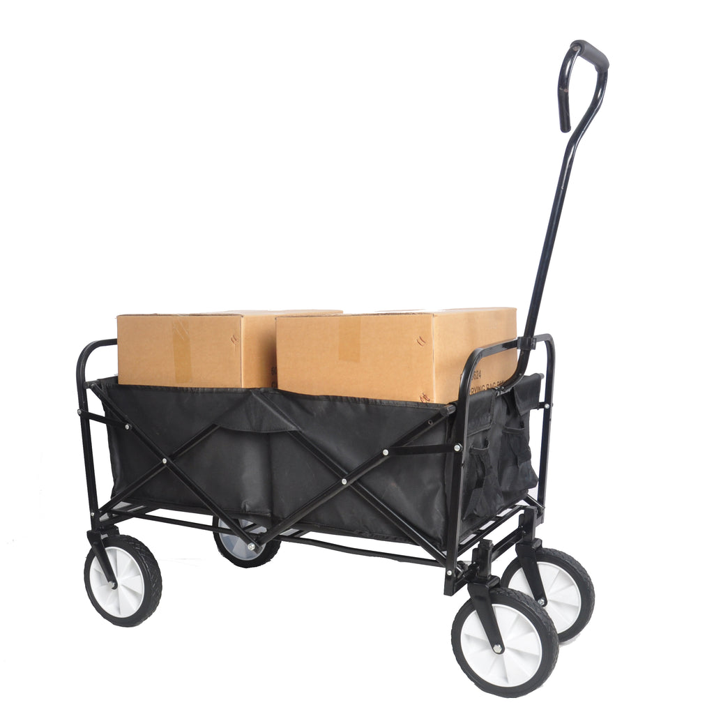 Leoglint Garden cart Folding Wagon Garden Shopping Beach Cart (Black)