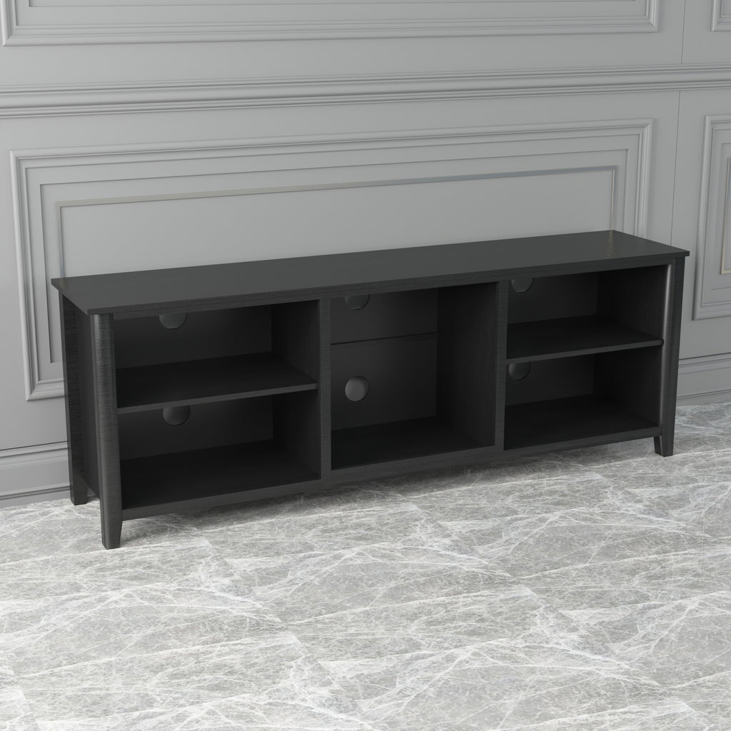 Leoglint TV Stand Storage Media Console Entertainment Center,Tradition Black