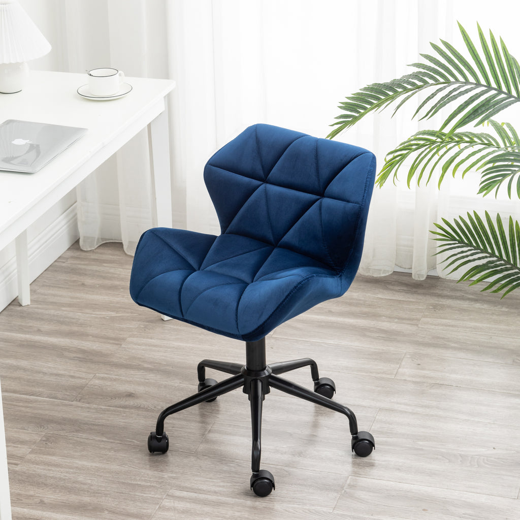 Leoglint Eldon Diamond Tufted Adjustable Swivel Office Chair, Blue