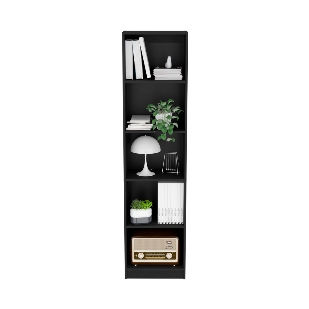 Leoglint Vinton XS Bookcase Compact Bookshelf with Multiple Shelves, Black