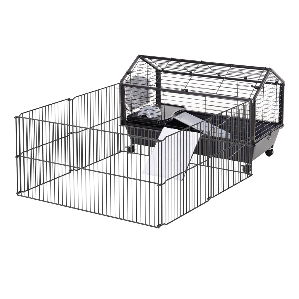 Leoglint Small Animal Playpen Cage w/ Rolling Caster, Water Bottle, 35" L