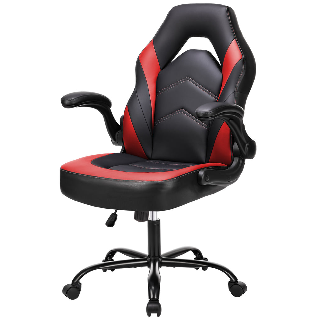 Leoglint Sweetcrispy Gaming Chair - PU Leather Computer Chair Ergonomic Office Chair with Lumbar Support, Height Adjustable Rolling Desk Chairs with Flip-up Armrests