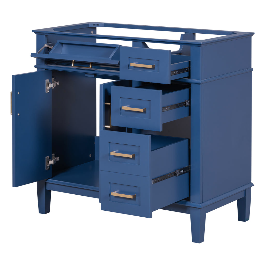 Leoglint [Cabinet Only] 36" Blue Modern Bathroom Vanity(Sink not included)