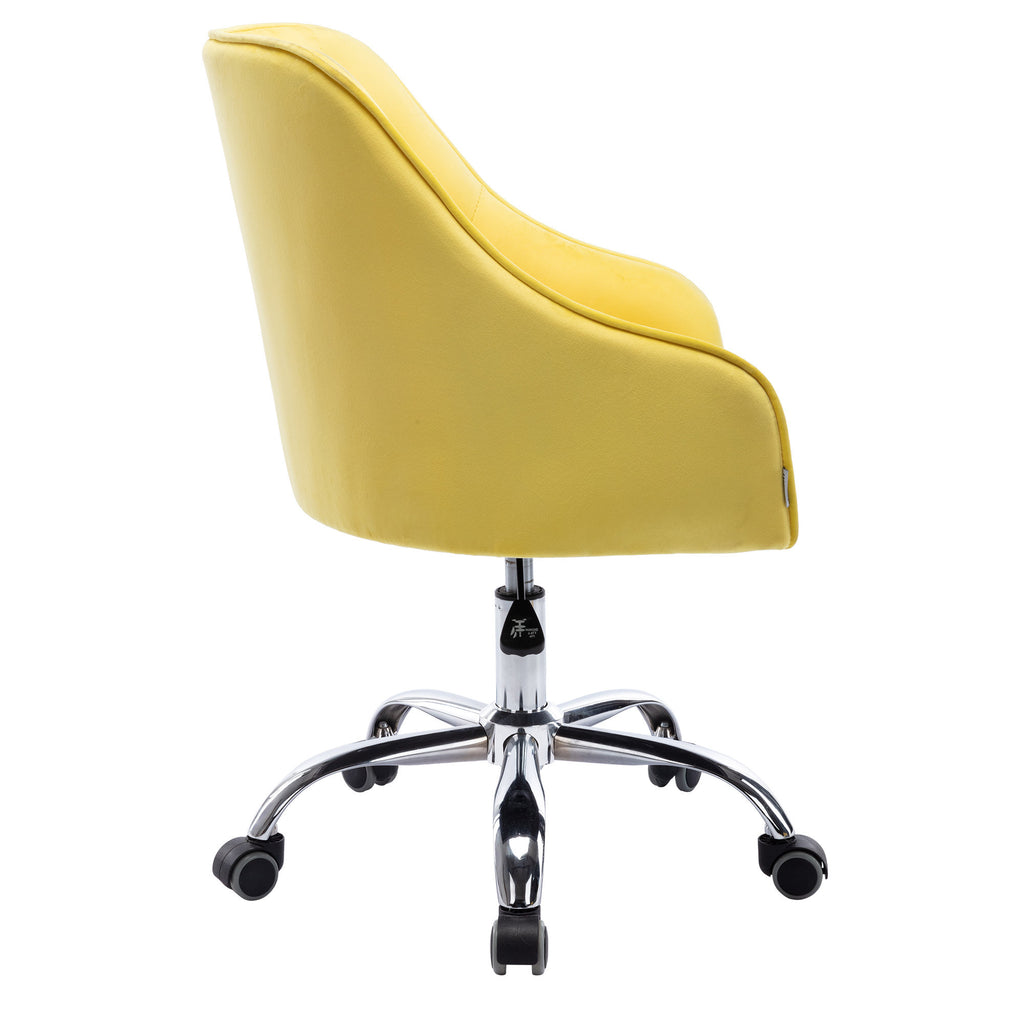 Leoglint COOLMORE Velvet Home Office Chair, Modern Cute Computer Chair, Wheels Swivel Height Adjustable Swivel Task Chair for Home Office (Yellow Velvet)