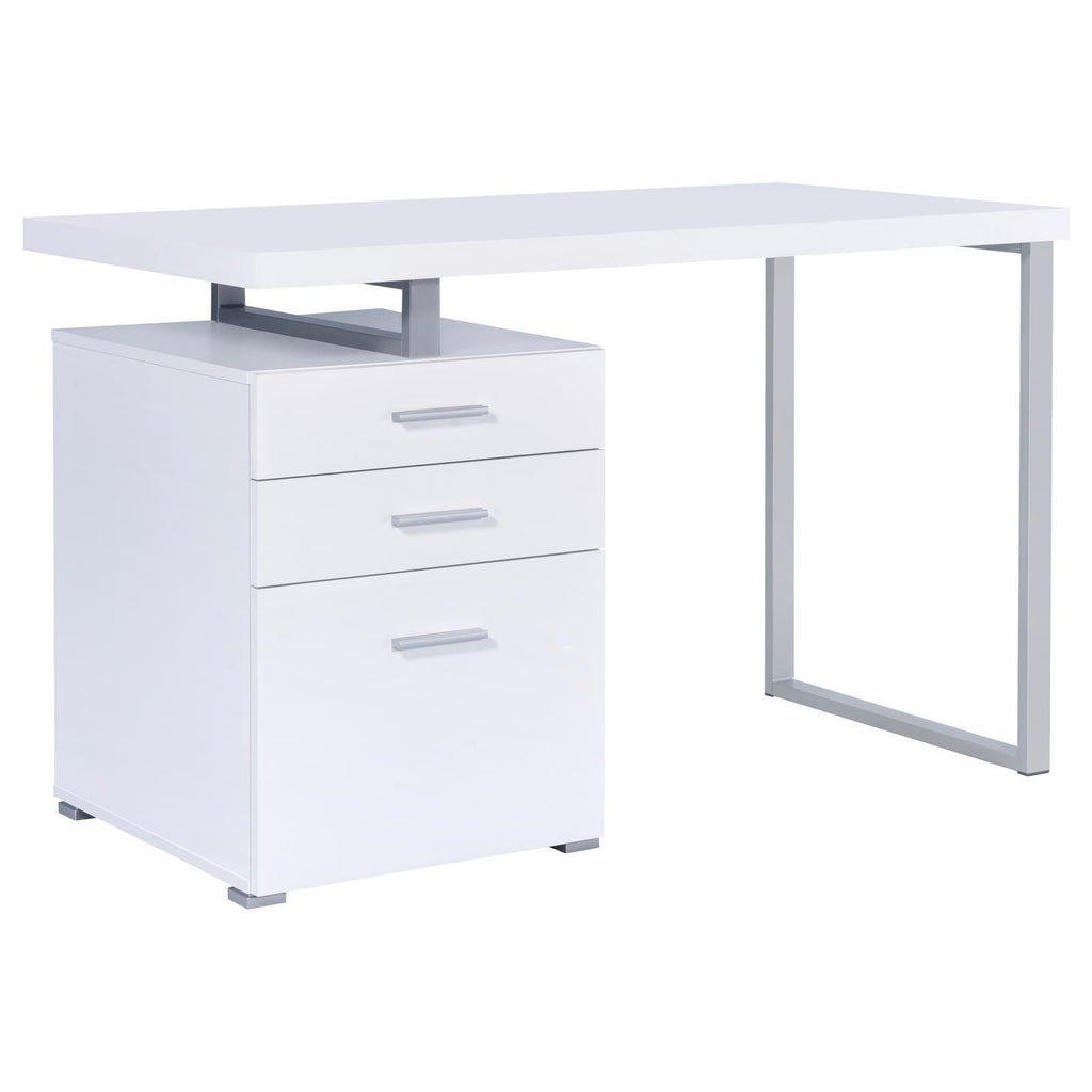 Leoglint White 3-drawer Reversible Office Desk