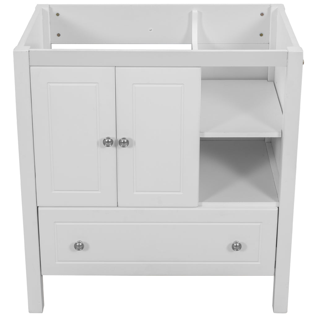 Leoglint 30" Bathroom Vanity Base Only, Solid Wood Frame, Bathroom Storage Cabinet with Doors and Drawers, White