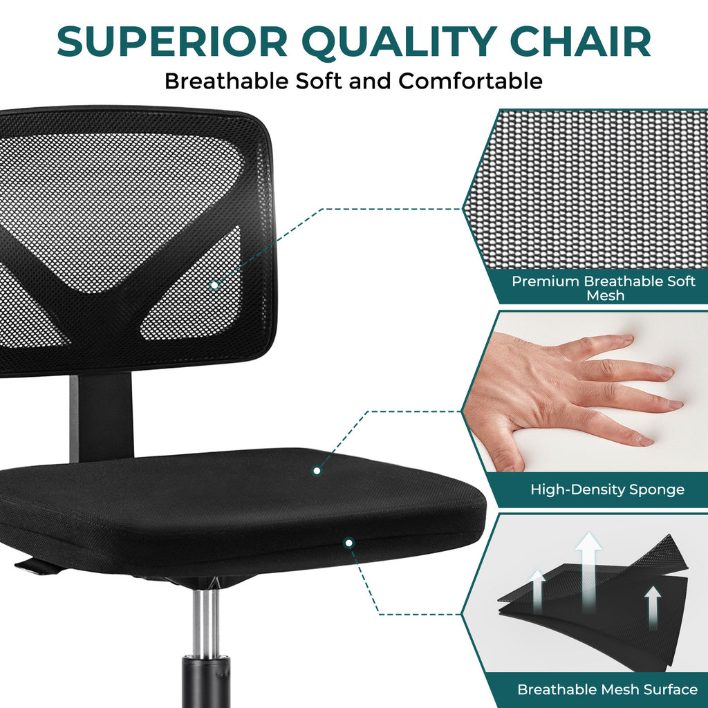 Leoglint Sweetcrispy Armless Desk Chair Small Home Office Chair with Lumbar Support