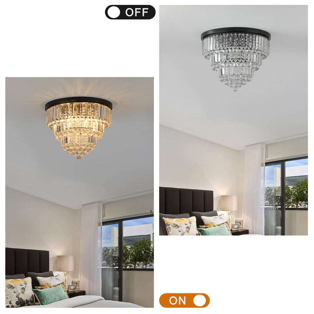 Leoglint Pendant Black luxury modern style crystal lights, large ceiling chandeliers, dining room, living room,bedroom