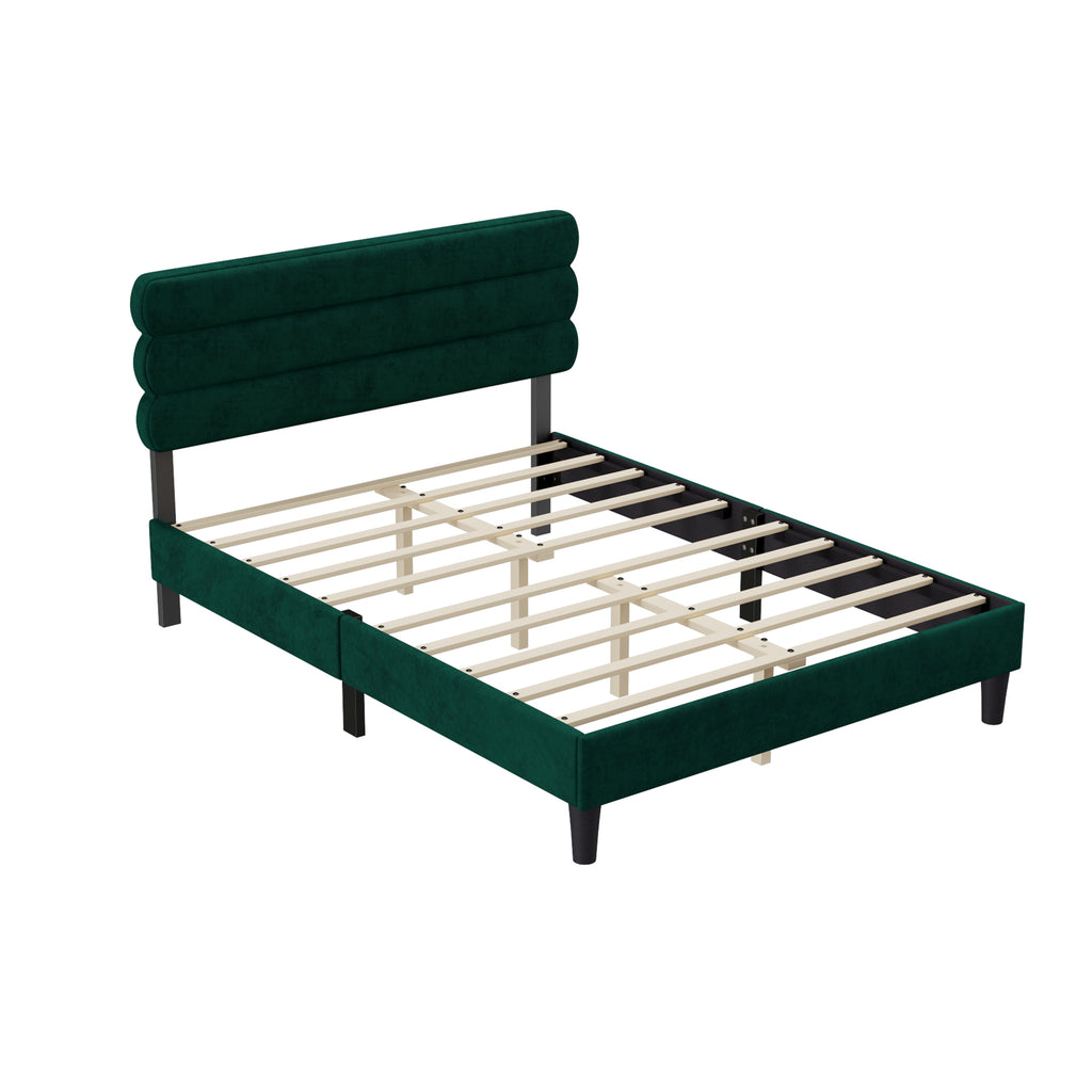 Queen Bed Frame with Headboard,Sturdy Platform Bed with Wooden Slats Support,No Box Spring,Mattress Foundation,Easy Assembly  Green