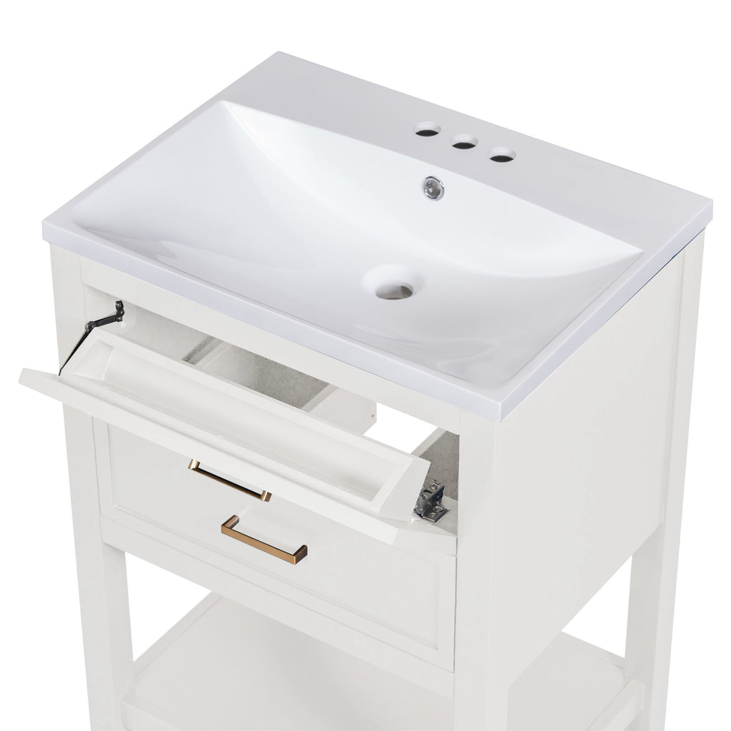 Leoglint 24'' Bathroom Vanity with Top Sink, Modern Bathroom Storage Cabinet with 2 Drawers, Single Sink Bathroom Vanity