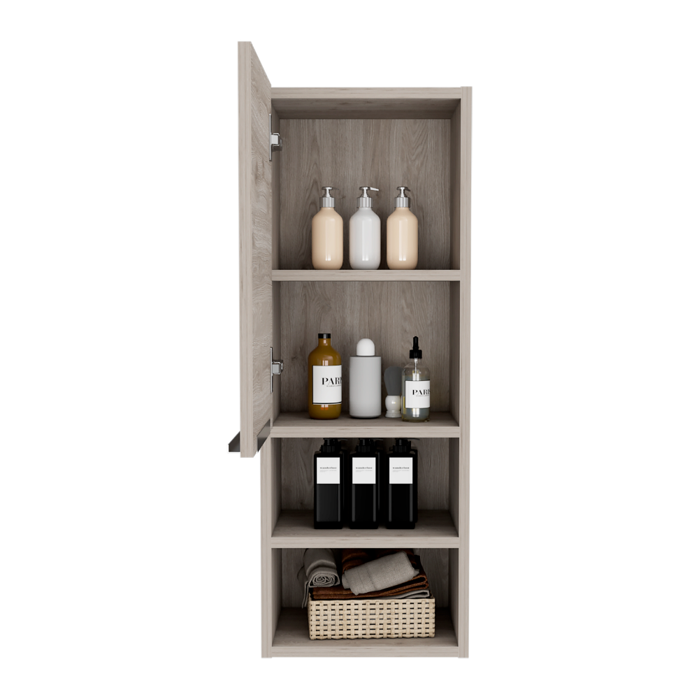 Leoglint Medicine Cabinet Hazelton, Open and Interior Shelves, Light Gray Finish