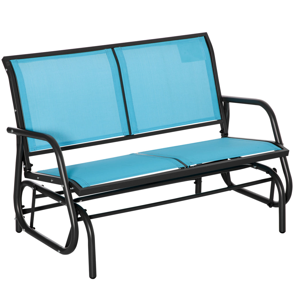 Leoglint 2-Person Outdoor Chair Outdoor Glider Bench, Patio Double Swing Rocking Chair Loveseat w/ Powder Coated Steel Frame for Backyard Garden Porch, Blue