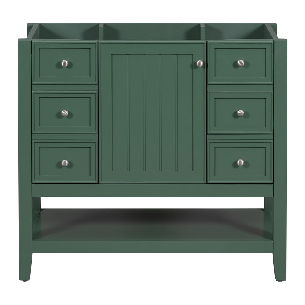 Leoglint 36" Bathroom Vanity without Sink, Cabinet Base Only, One Cabinet and three Drawers, Green