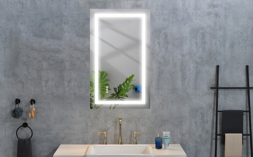 Leoglint LED Bathroom Mirror 40  "x   20" with Front and Backlight, Large Dimmable Wall Mirrors with Anti-Fog, Memory, 3 Colors, LED Vanity Mirror