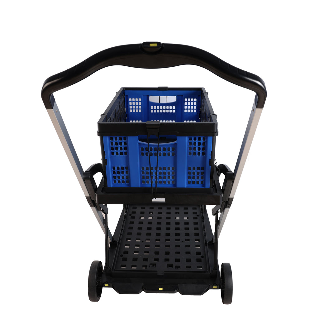 Leoglint Garden cart Folding service cart with wheels double-decker, shopping, library, office warehouse moving carts