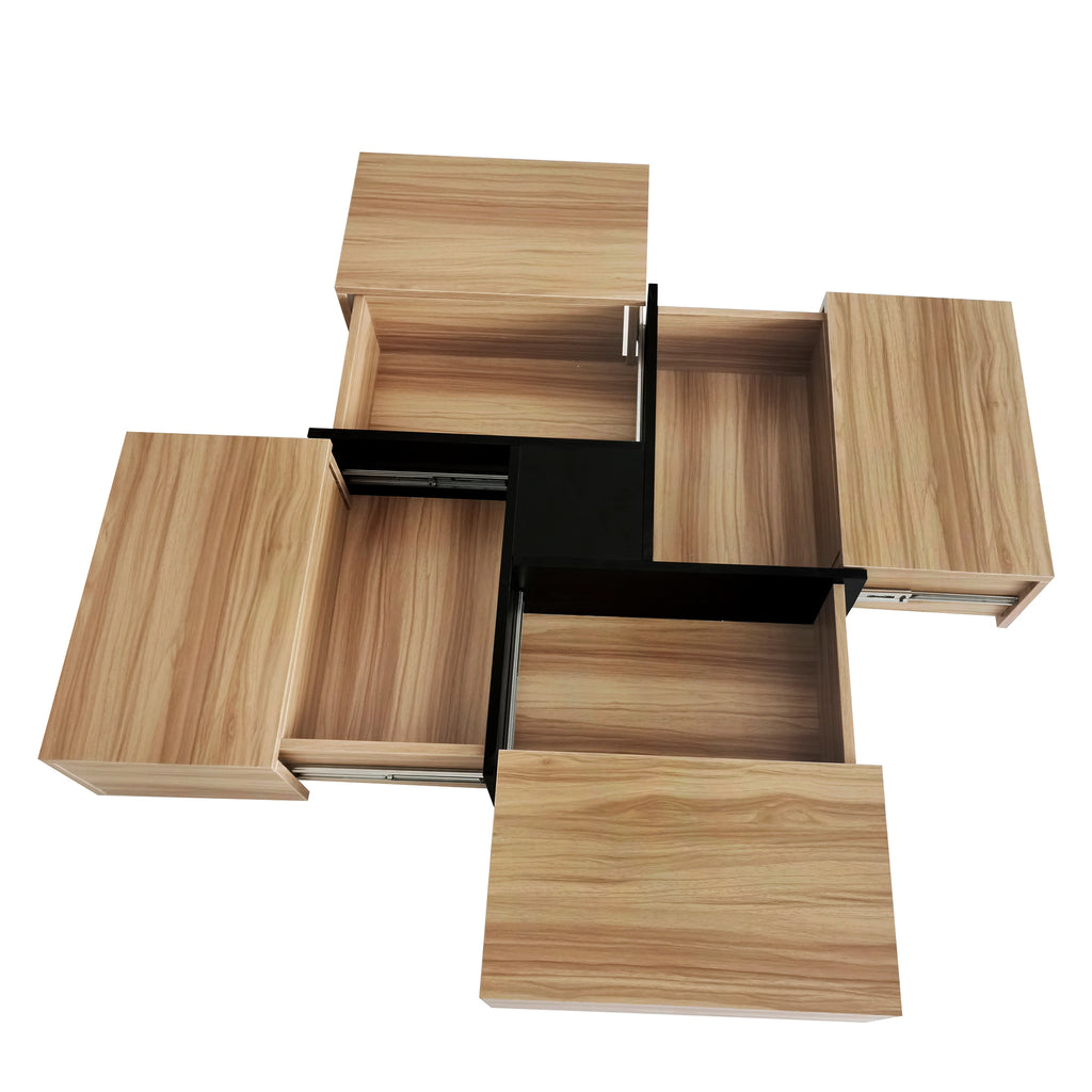 Leoglint ON-TREND Unique Design Coffee Table with 4 Hidden Storage Compartments, Square Cocktail Table with Extendable Sliding Tabletop, UV High-gloss Design Center Table for Living Room, 31.5"x 31.5"