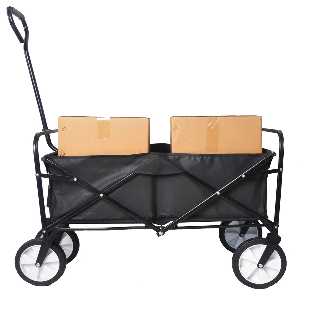 Leoglint Garden cart Folding Wagon Garden Shopping Beach Cart (Black)