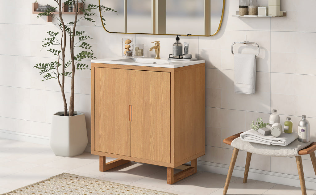 Leoglint 30" Bathroom vanity Set with Sink, Combo Cabinet, Bathroom Storage Cabinet, Solid Wood Frame