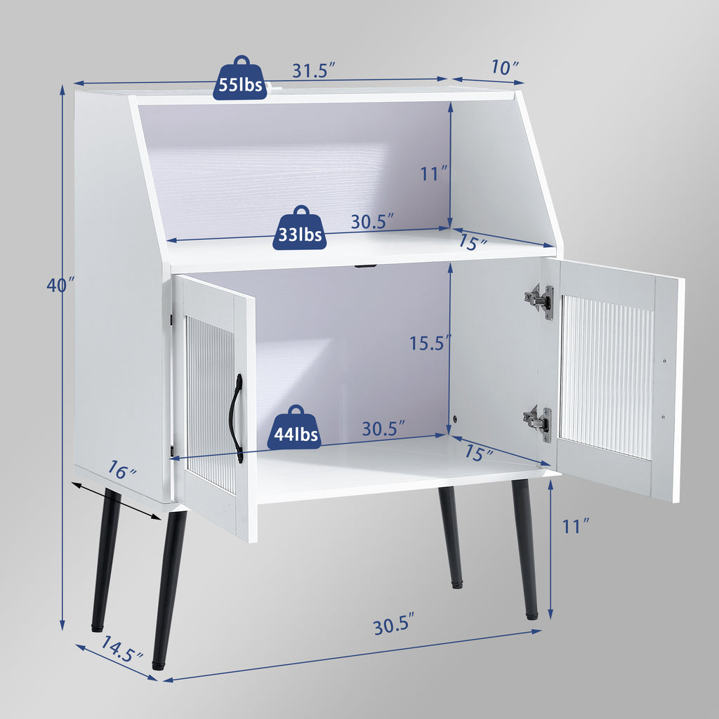 Leoglint SIDEBOARD, Bufft Cabinet, Side Dining table, Glass door, 1pc per CTN