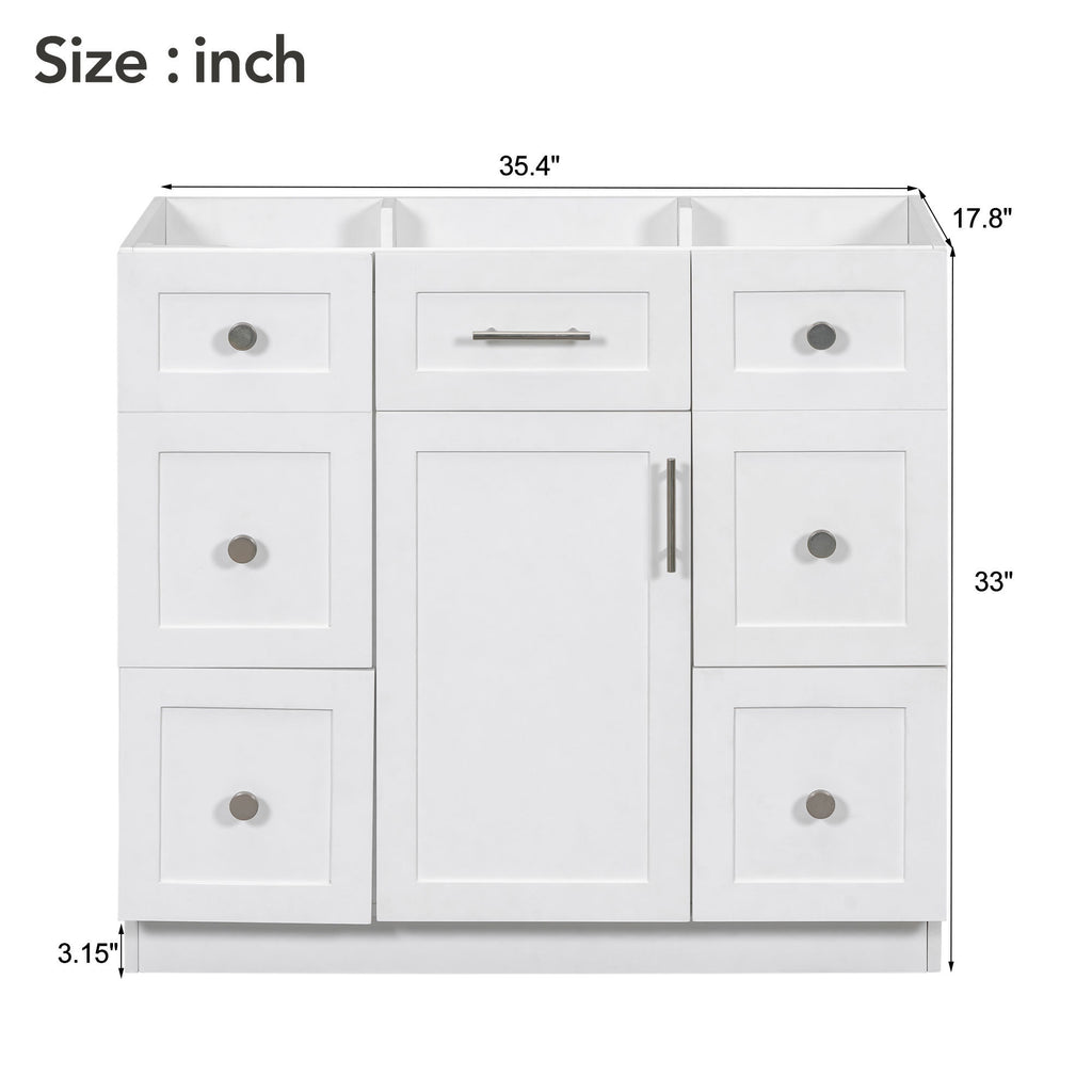 Leoglint [Cabinet Only] 36" White Bathroom Vanity(Sink not included)