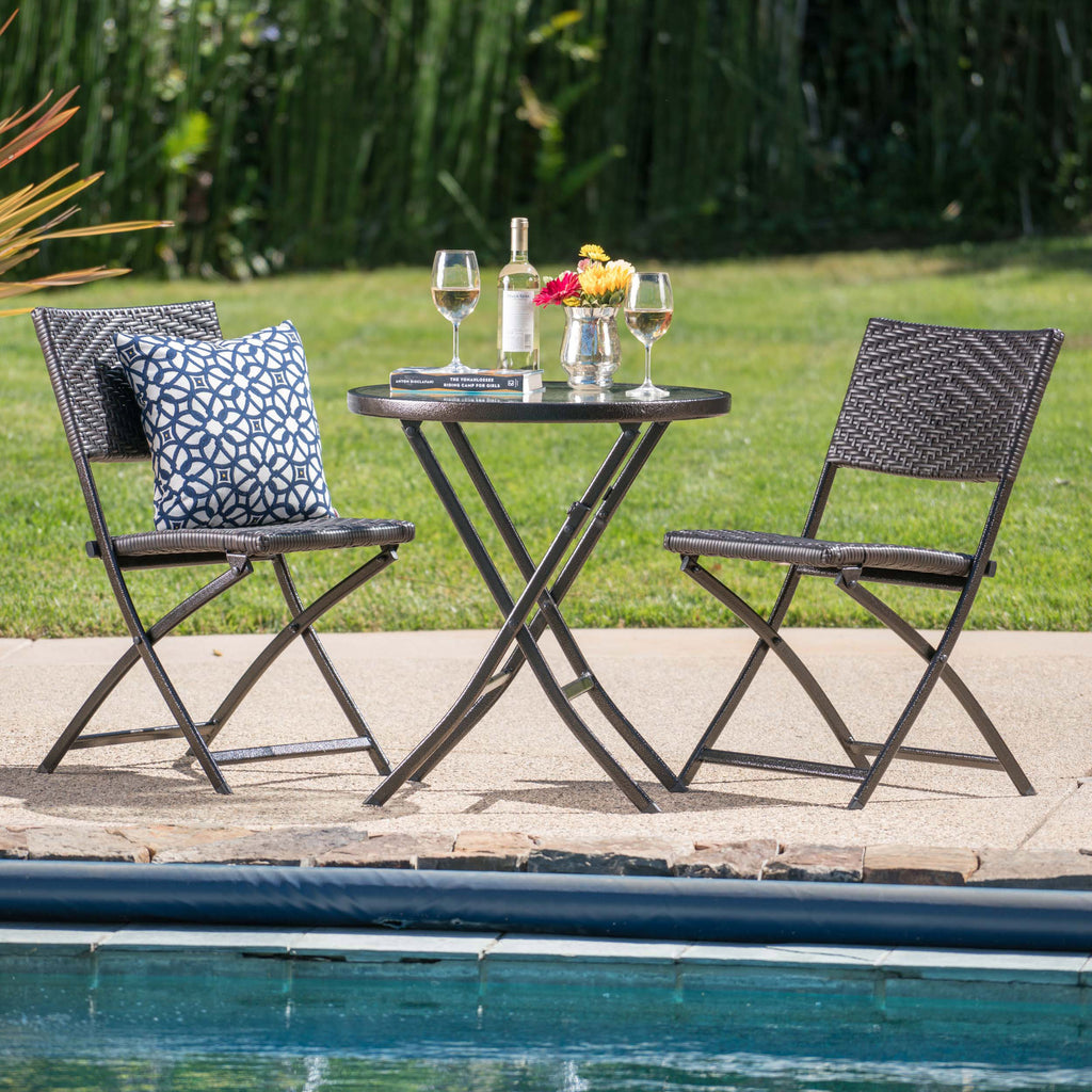 Leoglint EL PASO 3PC FOLDING TABLE/OUTDOOR CHAIR SET