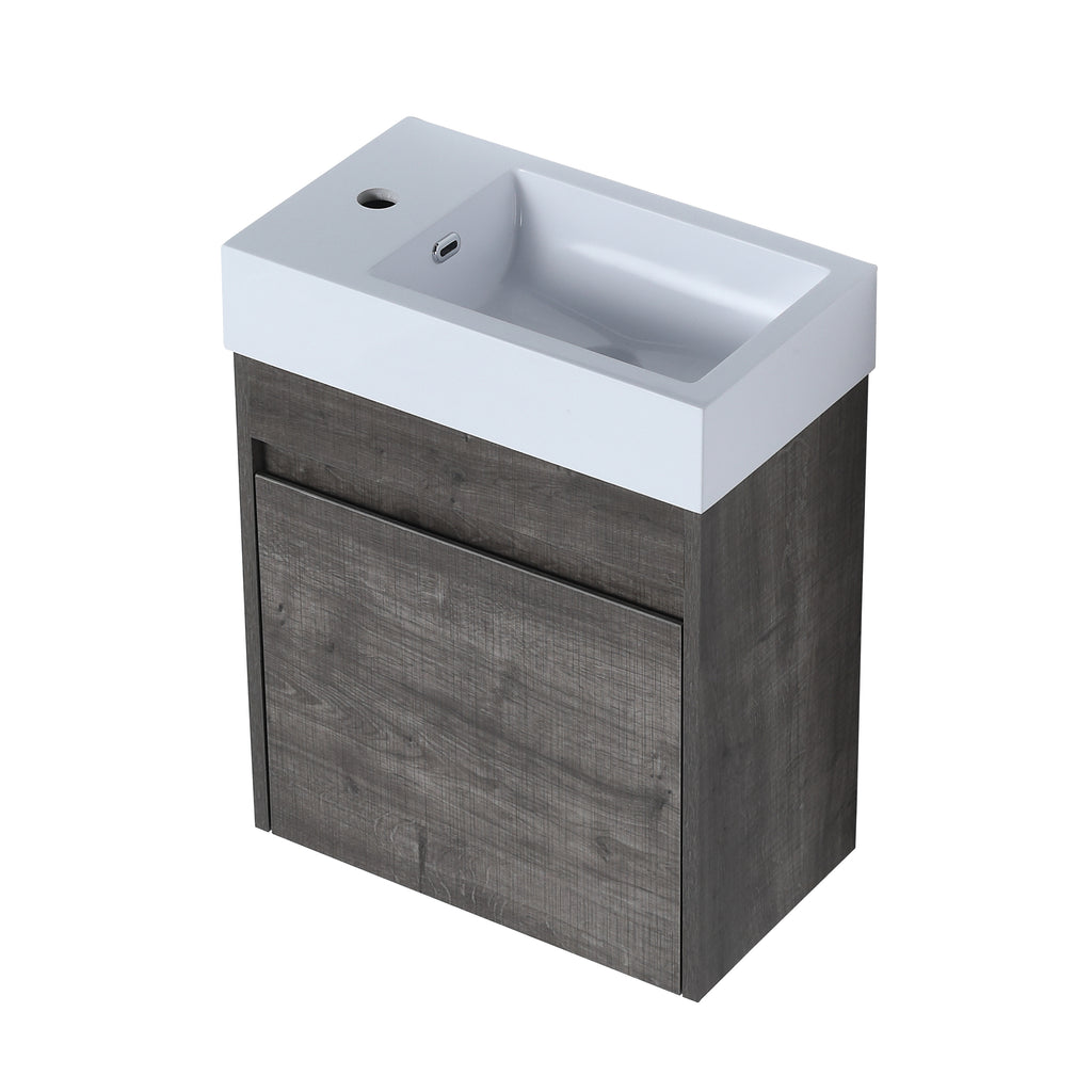 Leoglint 18'' Floating Wall-Mounted Bathroom Vanity with White Resin Sink & Soft-Close Cabinet Door