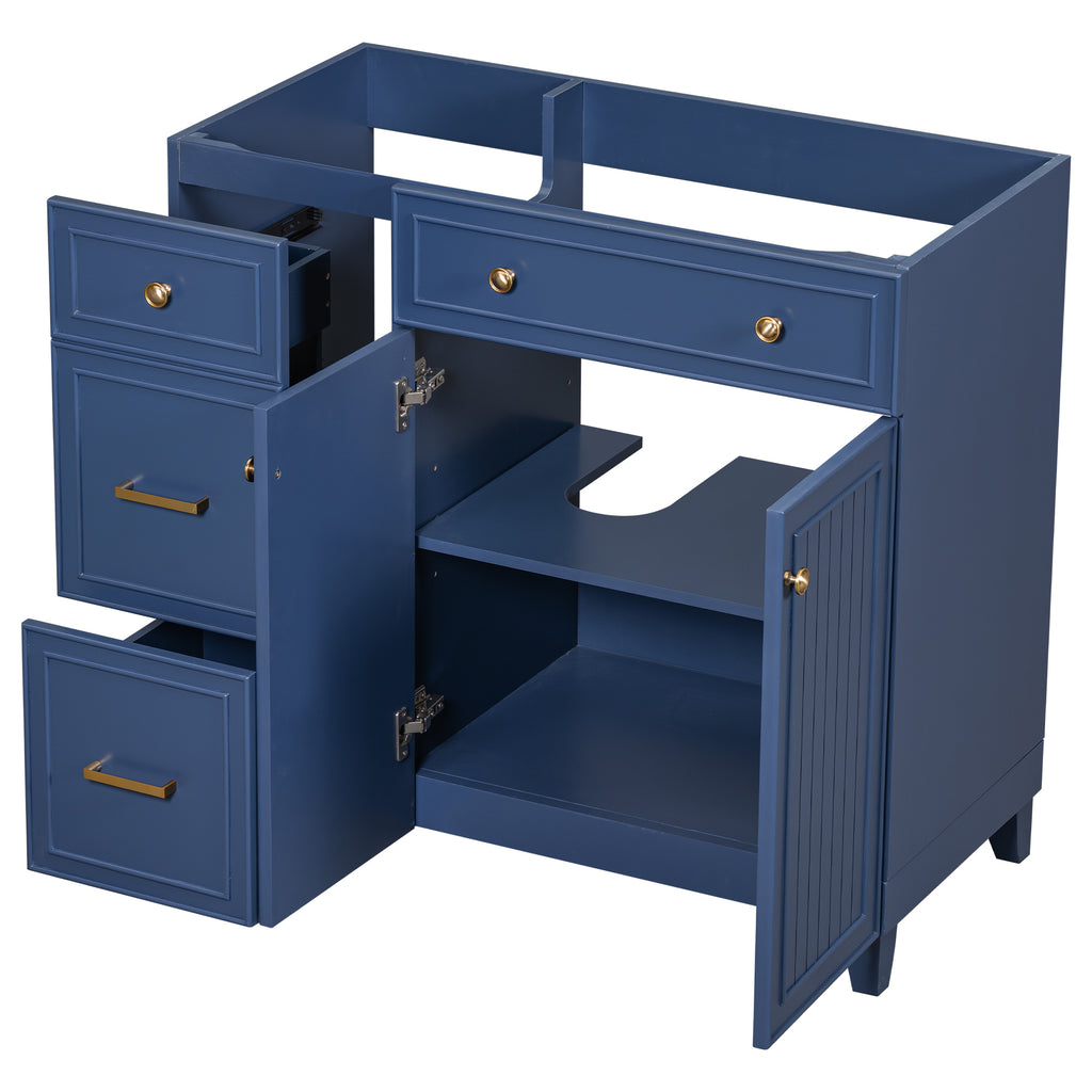 Leoglint [Cabinet Only] 36" Blue Bathroom Vanity(Sink not included)