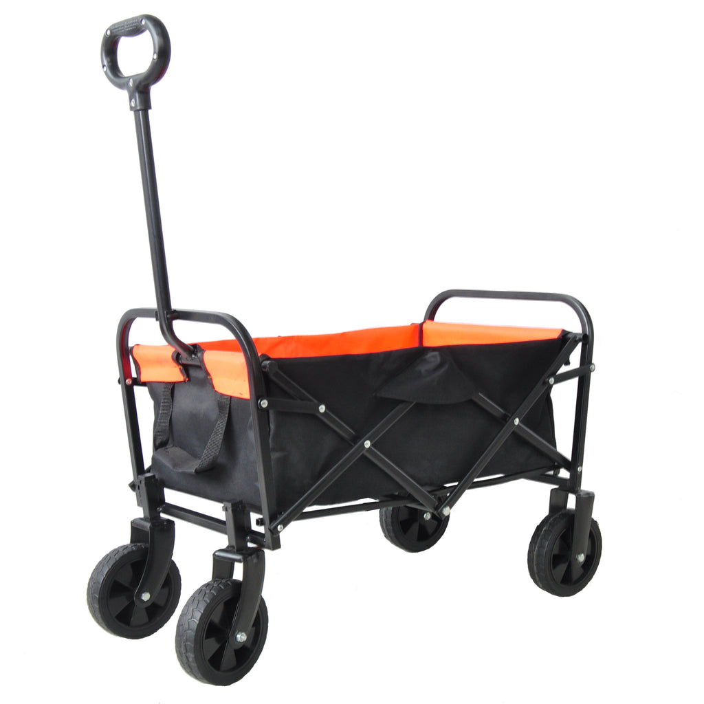 Leoglint Garden cart Mini Folding Wagon Garden Shopping Beach Cart (black+yellow)