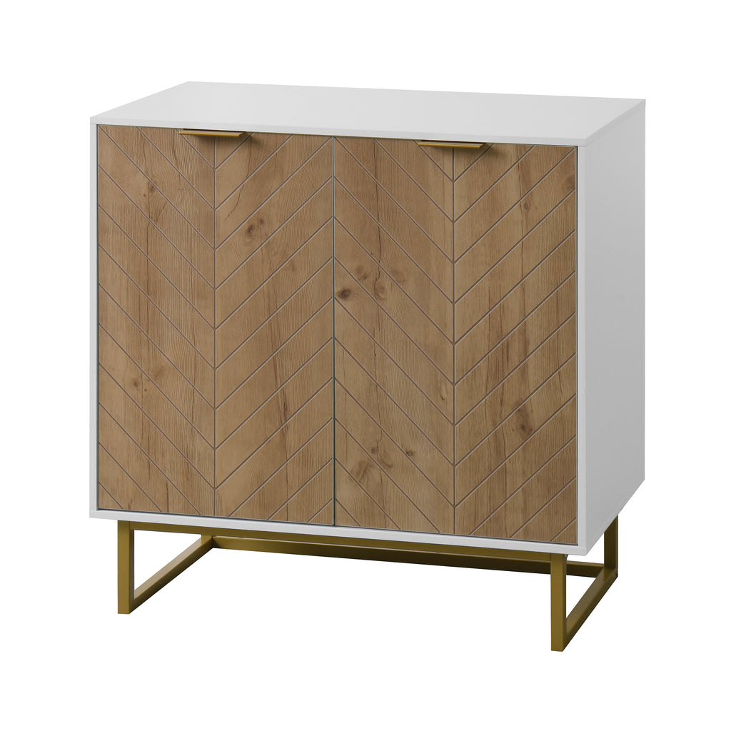 Leoglint White and Gold Storage Cabinet with 2 Doors, Modern Buffet Sideboard Cabinet, Kitchen Buffet Cabinet with Storage Sideboard Buffet for Living Room