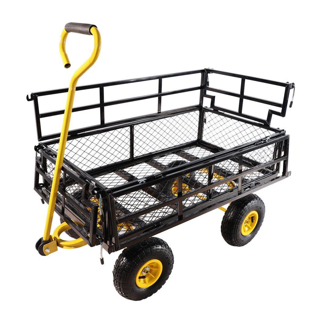 Leoglint Wagon Cart Garden cart trucks make it easier to transport firewood Yellow+Black