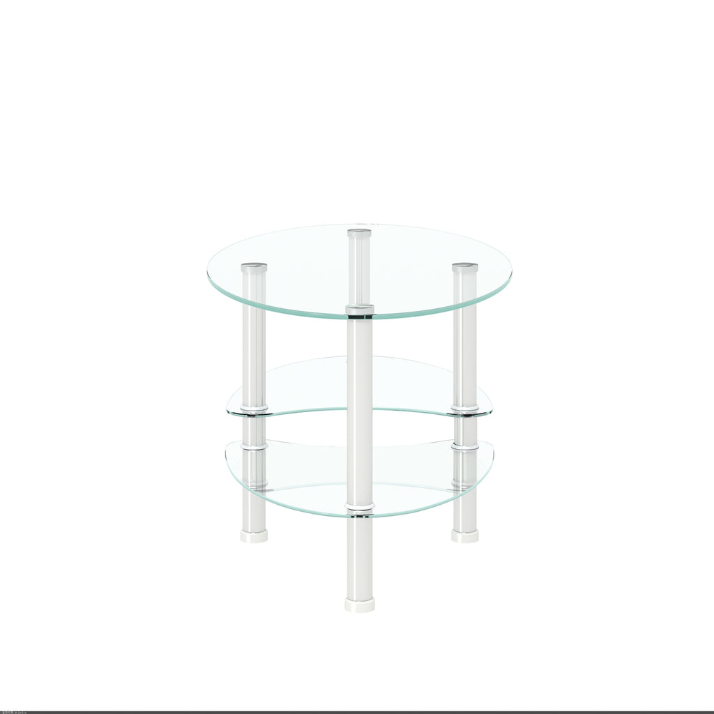 Leoglint Transparent Oval glass coffee table, modern table with stainless steel  leg, tea table 3-layer glass table for living room