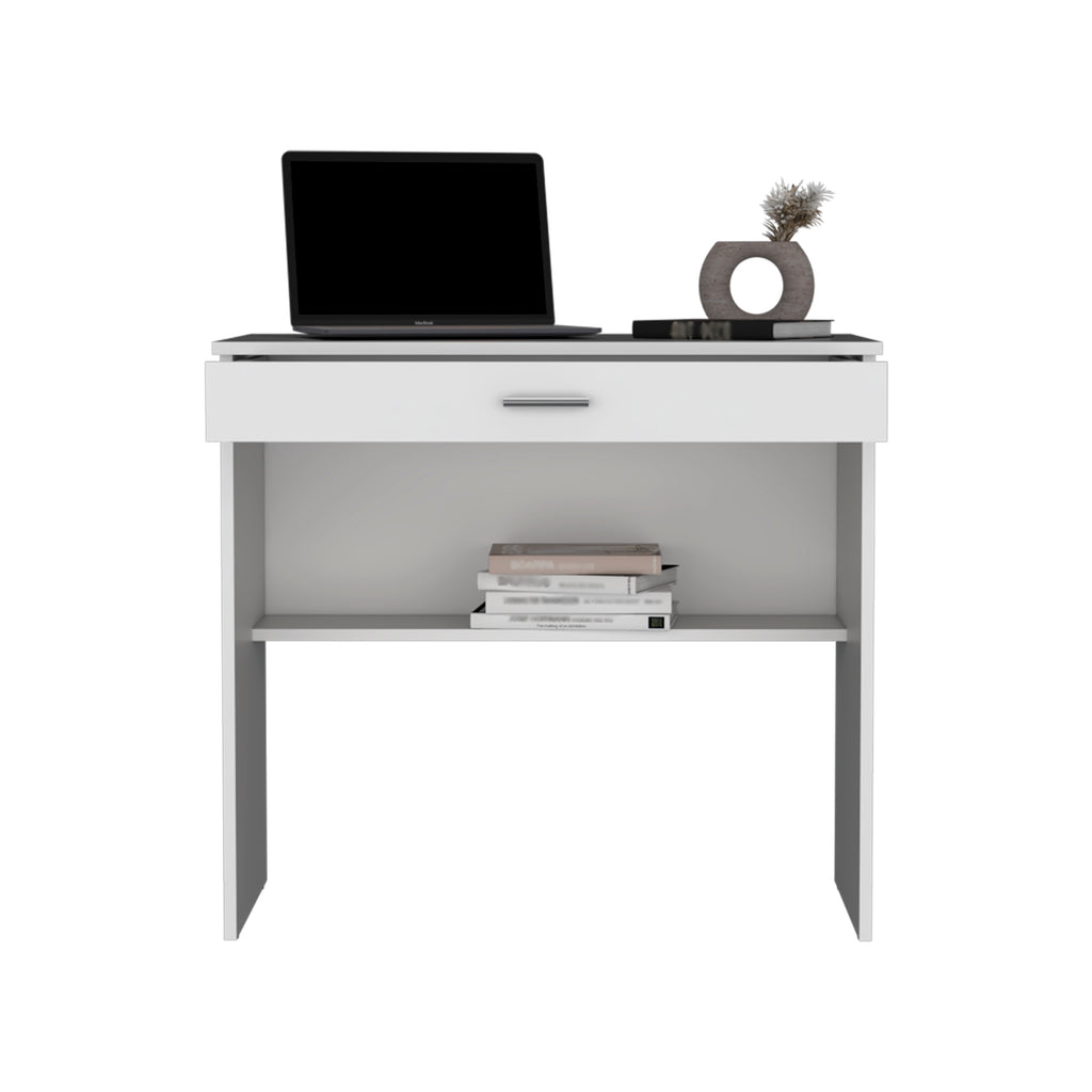 Leoglint 80 C Writting Office Desk, Compact Workstation with Drawer and Lower Shelf