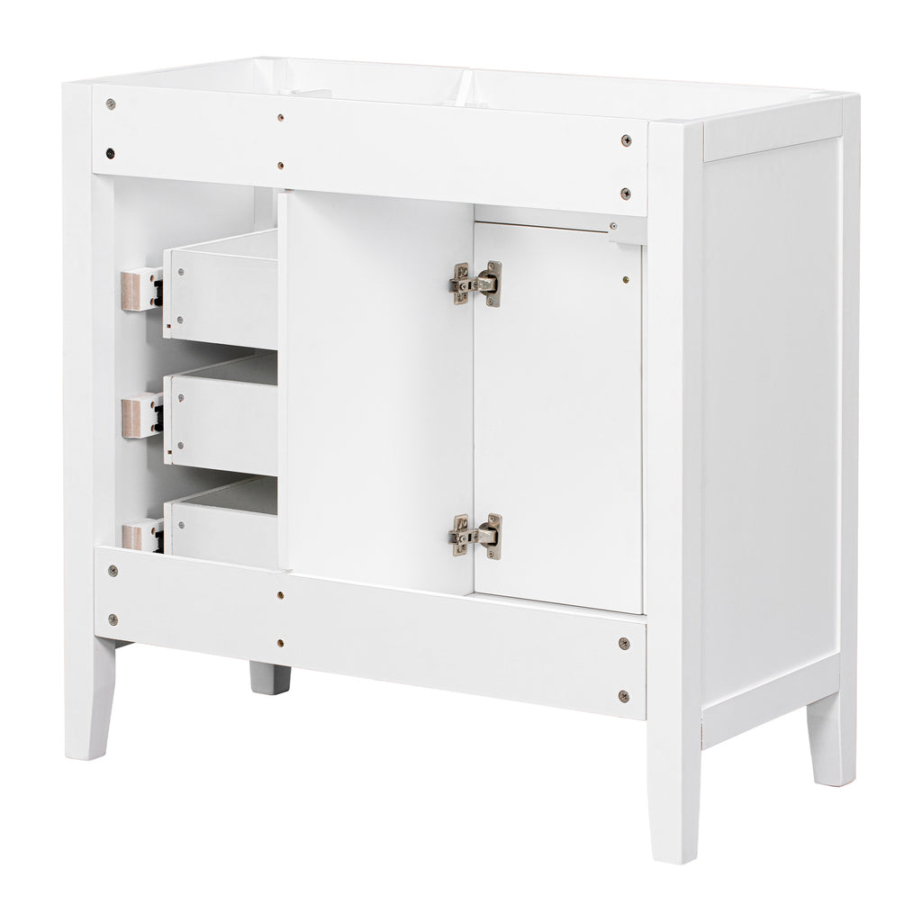 Leoglint 36" Bathroom Vanity without Sink, Cabinet Base Only, Bathroom Cabinet with Drawers, Solid Frame and MDF Board, White