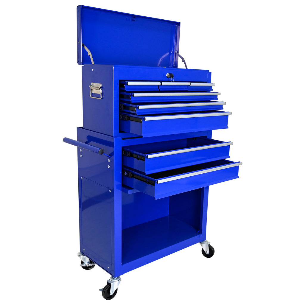 Leoglint High Capacity Rolling Tool Chest with Wheels and Drawers, 8-Drawer Tool Storage Cabinet--BLUE