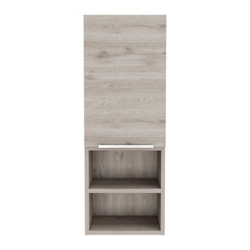 Leoglint Medicine 32H" Single Door Cabinet, Two Interior Shelves, Two External Shelves, Light Gray