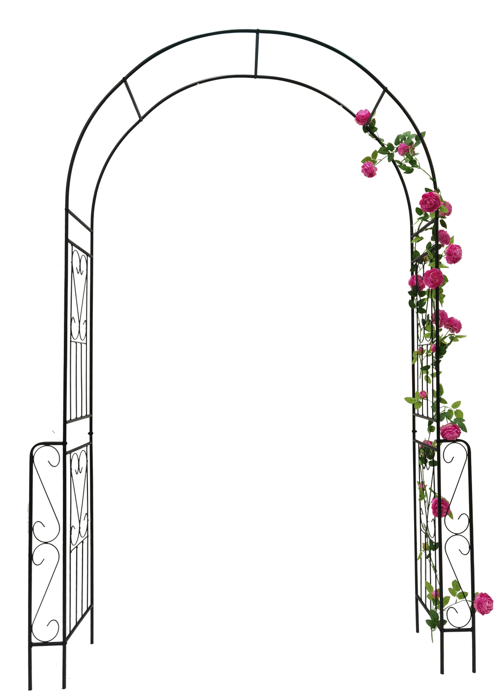 Leoglint Metal Garden Trellis W55'' x H94.5'' Garden Arbor Trellis Climbing Plants Support Rose Arch Outdoor Arch Black