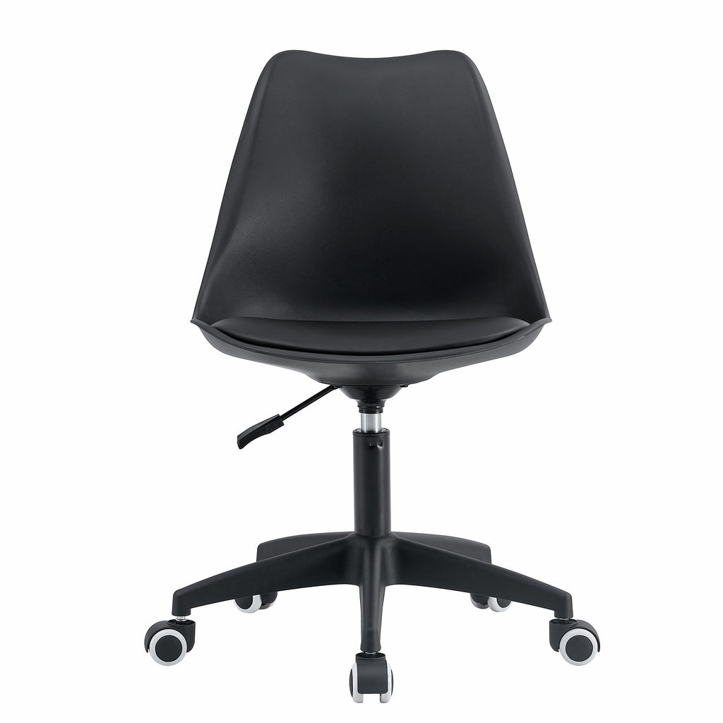 Leoglint Modern family black Office chair, adjustable 360 ° swivel chair engineering plastic armless swivel computer chair, suitable for living room, bedroom, office, hotel dining room