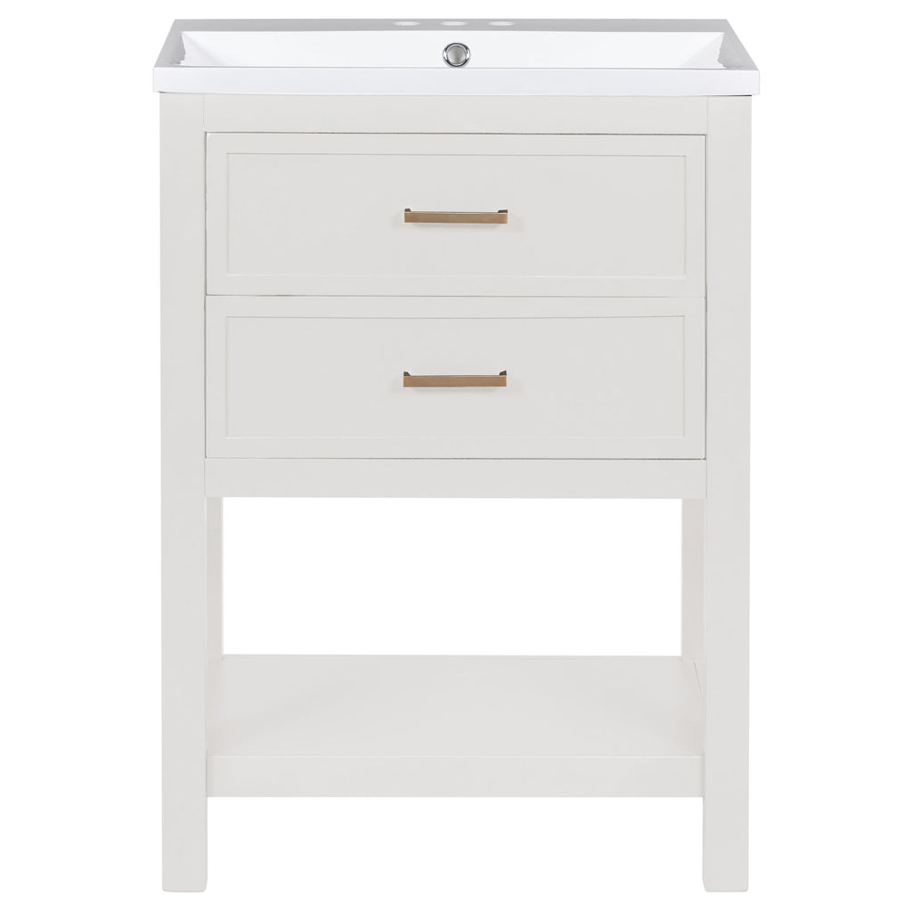 Leoglint 24'' Bathroom Vanity with Top Sink, Modern Bathroom Storage Cabinet with 2 Drawers, Single Sink Bathroom Vanity