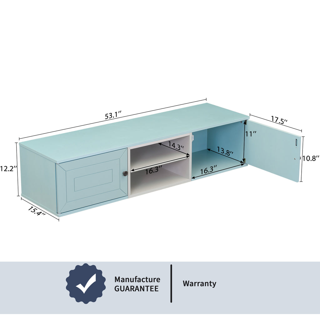 Leoglint Wall Mounted 65" Floating TV Stand with Large Storage Space, 3 Levels Adjustable shelves, Magnetic Cabinet Door, Cable Management