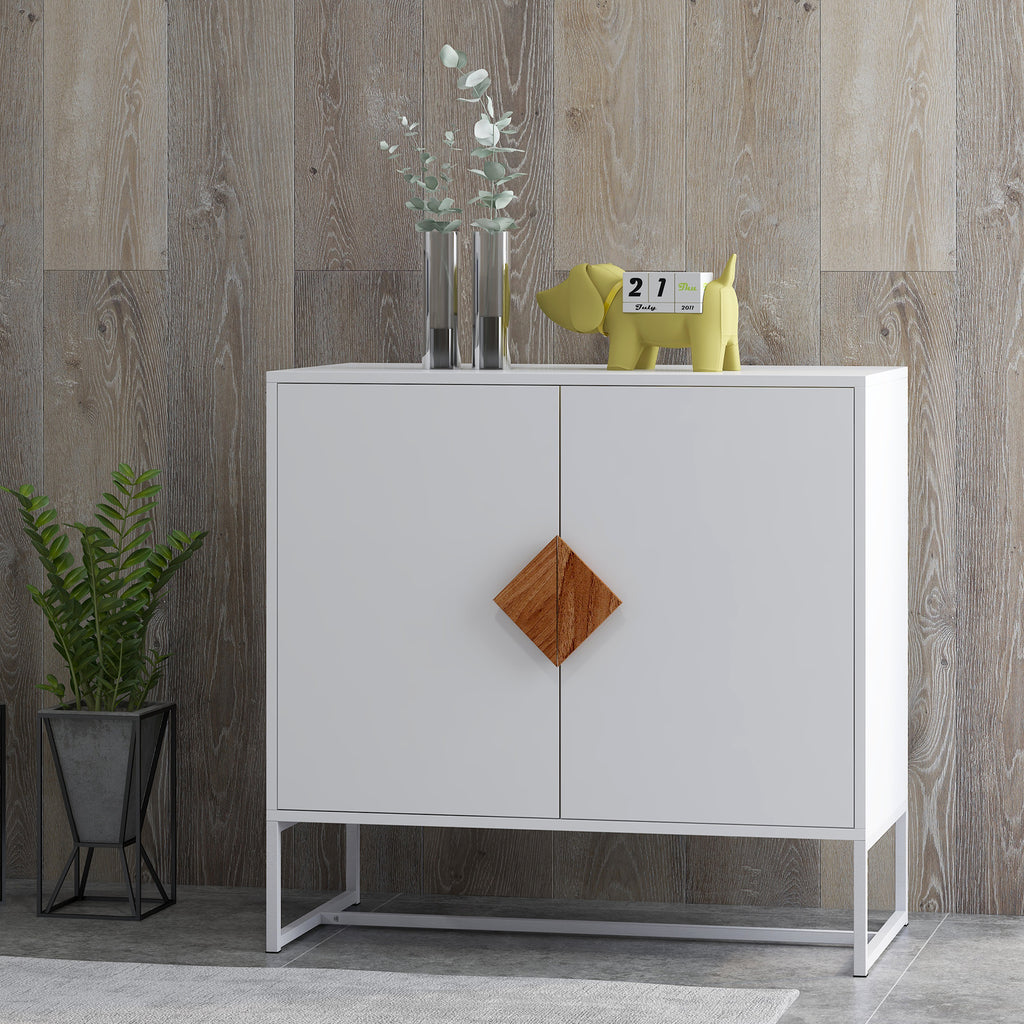 Leoglint Solid wood square shape handle 2 doors sideboard