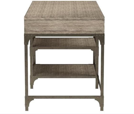 Leoglint ACME Gorden Office Desk in Weathered Oak & Antique Silver 92325