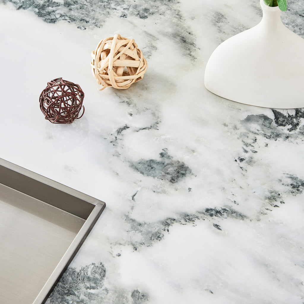 Leoglint A modern and practical coffee table, black and white in imitation marble pattern, made of MDF material. The fusion of elegance and natural fashion 31.4"* 31.4"* 12 "