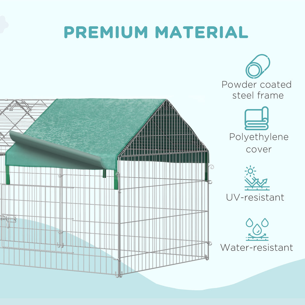 Leoglint 87" Small Animal Playpen, Pet Playpen Yard Fence for Rabbits, Chicken, Chinchillas with Roof for Indoor & Outdoor, Green