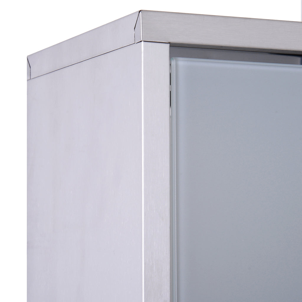 Leoglint kleankin Wall Mounted Medicine Cabinet, Locking Wall Cabinet with 3 Tier Shelves, Stainless Steel Frame and Glass Door, Lockable with 2 Keys, Silver, 12" x 20"