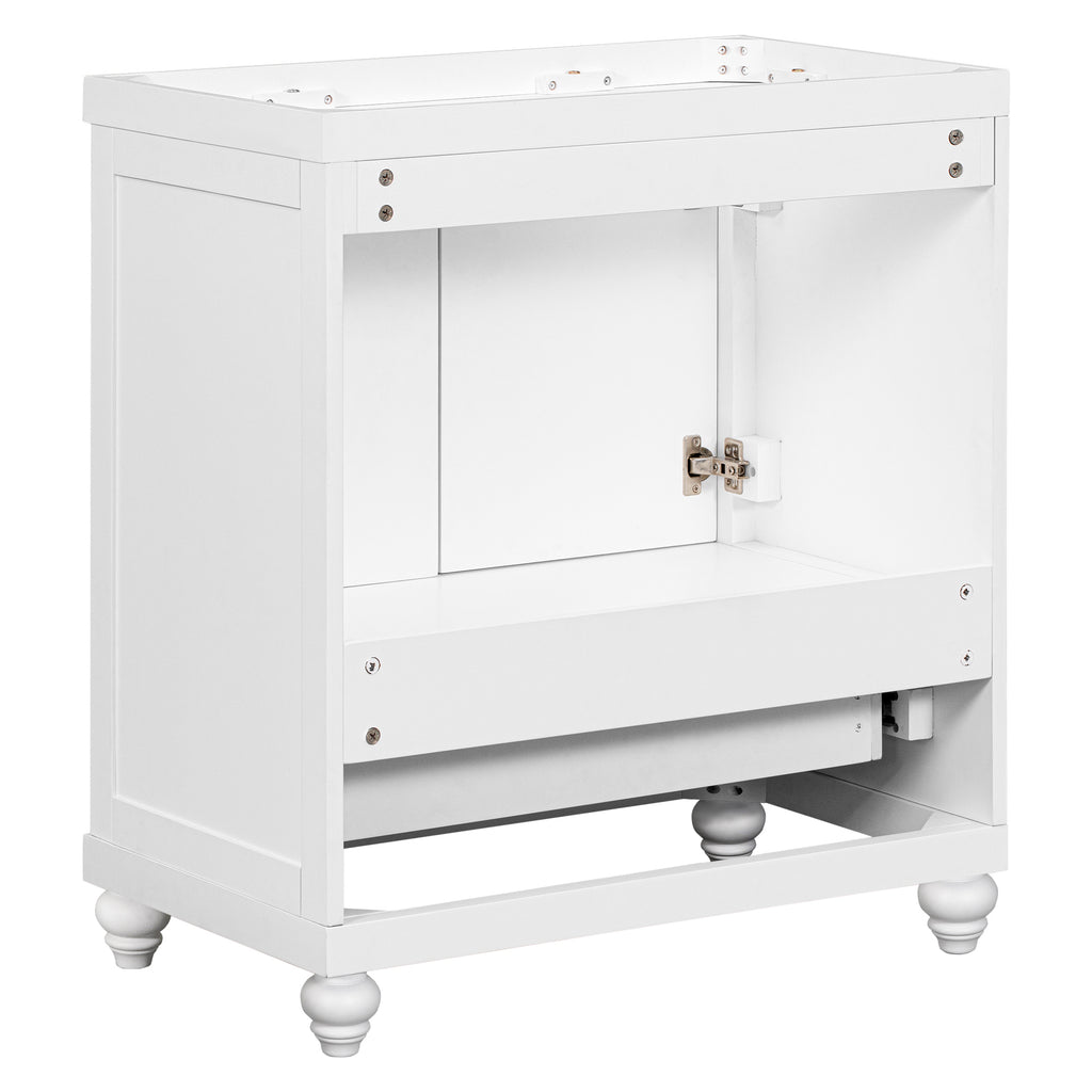 Leoglint 30" Bathroom Vanity without Sink, Base Only, Cabinet with Doors and Drawer, Solid Frame and MDF Board, White