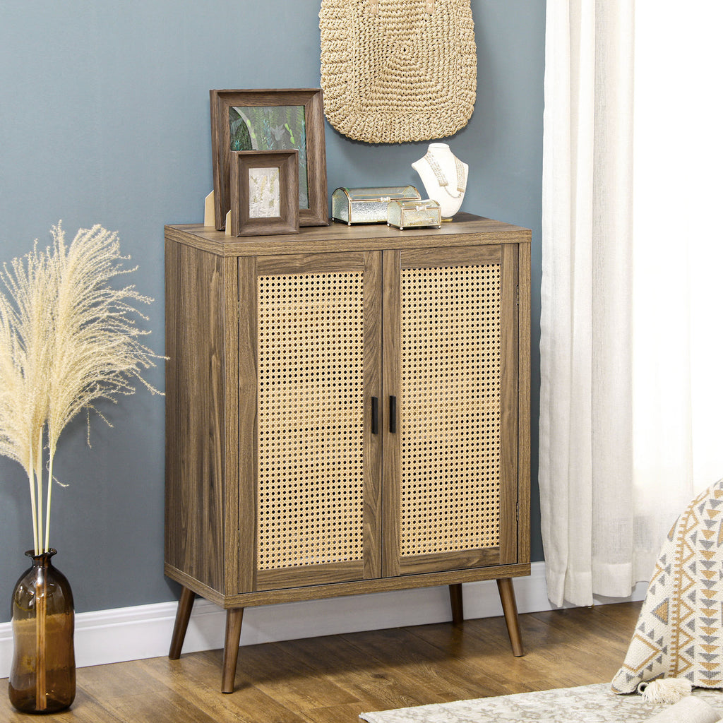 Leoglint Sideboard Buffet Cabinet with Rattan Doors, Brown