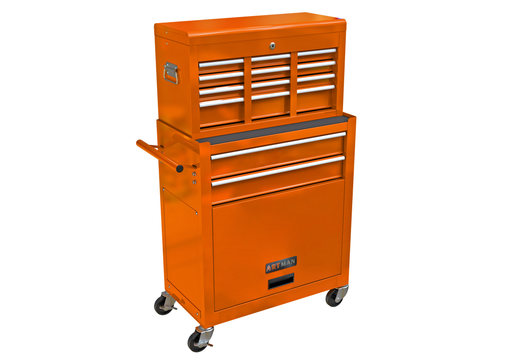 Leoglint High Capacity Rolling Tool Chest with Wheels and Drawers, 8-Drawer Tool Storage Cabinet--ORANGE