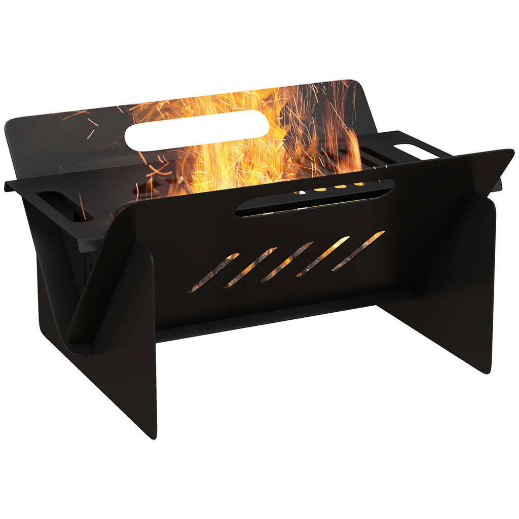 Leoglint 3-In-1 Portable Fire Pit, Stove, Coffee Table, Wood Burning Firepit with Carrying Bag and Quick Assembly for Camping, Bonfire, Picnic, Backyard, Patio, Black